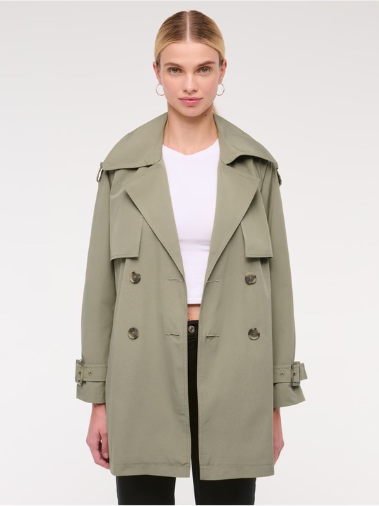 Abercrombie & Fitch Jackets & Blazers - Abercrombie & Fitch Olive Sage Mid Length Trench Coat Small NWT ✨